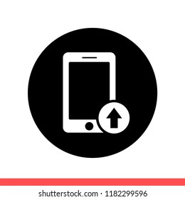 Upload vector icon, phone symbol. Simple, flat design for web or mobile app