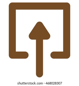 Upload vector icon. Style is contour flat icon symbol, brown color, white background.