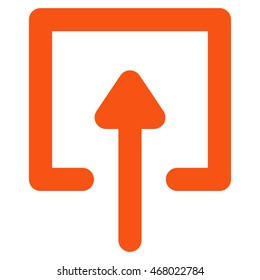 Upload vector icon. Style is outline flat icon symbol, orange color, white background.