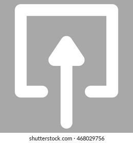 Upload vector icon. Style is outline flat icon symbol, white color, silver background.