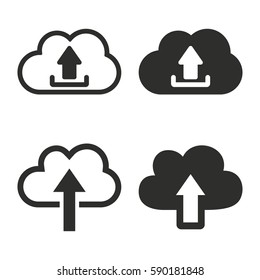 Upload vector icons set. Black illustration isolated for graphic and web design.