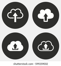 Upload vector icons set. White illustration isolated for graphic and web design.