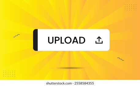 Upload vector illustration: sticker, label, icon, EPS format. Modern banner template design featuring bold black and white shapes with vibrant orange-yellow gradient background. Perfect for branding