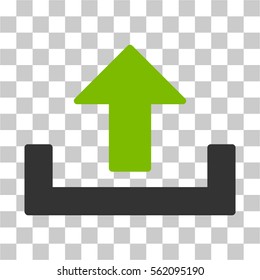 Upload vector pictograph. Illustration style is flat iconic bicolor eco green and gray symbol on a transparent background.