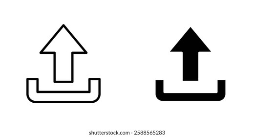 Upload vectors icons set in filled and strokes on white background
