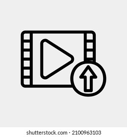 Upload video icon in line style about social media, use for website mobile app presentation