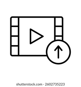 Upload video icon set in black and white. Download signs vector illustration.