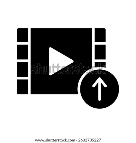 Upload video icon set in black and white. Download signs vector illustration.
