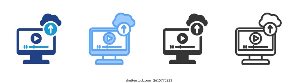 Upload Video icon set multiple style collection