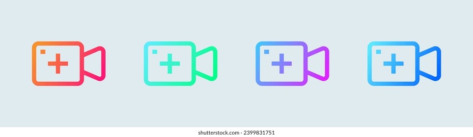 Upload video line icon in gradient colors. Social media signs vector illustration.