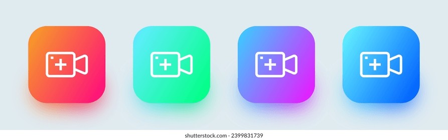 Laden Sie das Symbol für die Videozeile in den Farben des quadratischen Farbverlaufs hoch. Social Media-Zeichen, Vektorgrafik.