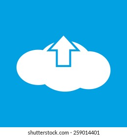 Upload web white icon isolated on a blue background. Vector symbol