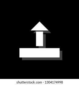 Upload. White flat simple icon with shadow