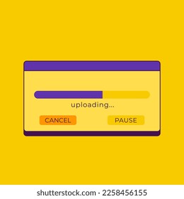 Upload window with progress bar, retro design
