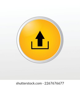 Upload yellow circle glossy icon isolated on white background