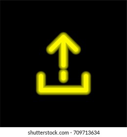 Upload yellow glowing neon ui ux icon. Glowing sign logo vector