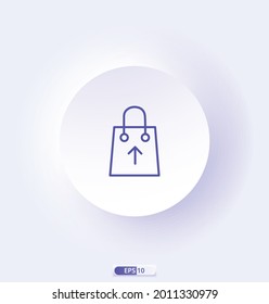 upload_bag icon. e-commerce icons. Сollection of web icons for online store, such as discounts, delivery, contacts, payment, app store, shopping cart. 