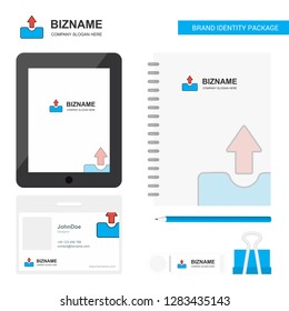 Uploading Business Logo, Tab App, Diary PVC Employee Card and USB Brand Stationary Package Design Vector Template