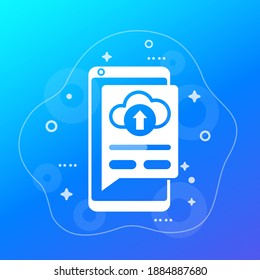 Hochladen in Cloud-Symbol mit einem Smartphone