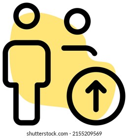 uploading a document or file on a group with up arrow sign