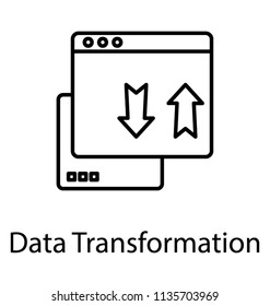 
Uploading and downloading arrows with folder and a web page, data transformation icon concept 
