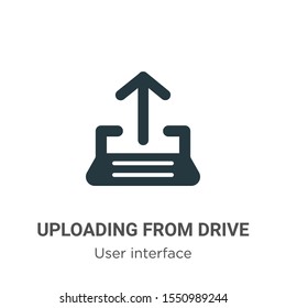 Uploading from drive vector icon on white background. Flat vector uploading from drive icon symbol sign from modern user interface collection for mobile concept and web apps design.