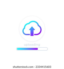 uploading icon with progress bar for apps and web, vector design