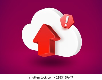 Uploading icon with stop sign. 3d vector illustration

