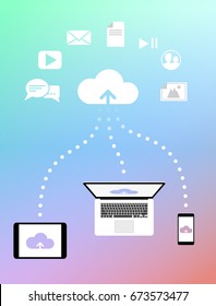 Uploading to the Internet cloud, gradient background