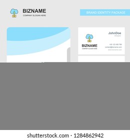 Uploading on cloud  Business Logo, File Cover Visiting Card and Mobile App Design. Vector Illustration