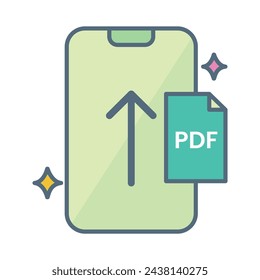 Uploading pdf file on mobile phone icon. Tosca mobile phone icon