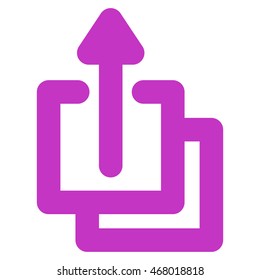 Uploads vector icon. Style is contour flat icon symbol, violet color, white background.