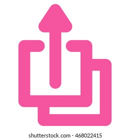 Uploads vector icon. Style is contour flat icon symbol, pink color, white background.