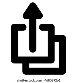 Uploads vector icon. Style is contour flat icon symbol, black color, white background.