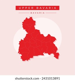 Upper Bavaria (Federal Republic of Germany, Administrative division, Region Free State of Bavaria) map vector illustration, scribble sketch Upper Bavaria map