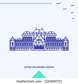 UPPER BELVEDERE VIENNA skyline vector illustration