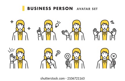 Upper body avatar set female business person