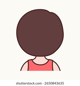 Upper Body Back View of a Cute Little Boy in a Sleeveless Shirt – Vector Illustration