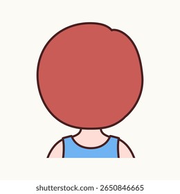 Upper Body Back View of a Cute Little Boy in a Sleeveless Shirt – Vector Illustration