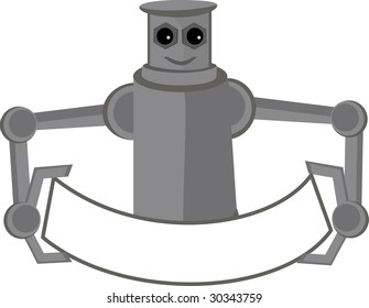 Upper Body Bot Gripping Blank Sign