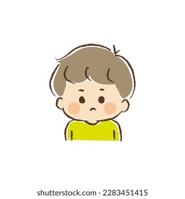 Upper body of a boy with a frustrated expression.