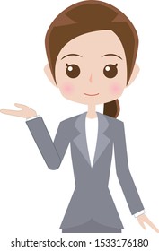 Upper body of business woman to guide