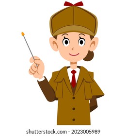 Upper body of a female detective with a pointer