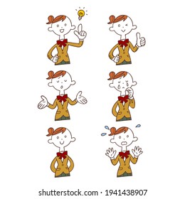 Upper body of a female student wearing a beige blazer 6 types of gestures and poses
