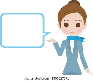 Upper body of flight attendant to guide