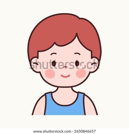 Upper Body Front View of a Cute Little Boy in a Sleeveless Shirt – Vector Illustration