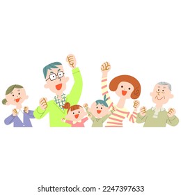 Upper body of a healthy three-generation family