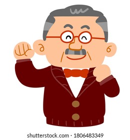 The upper body of a healthy and wealthy senior man