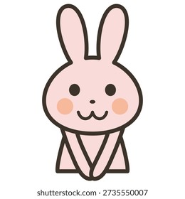 An upper body illustration of a cute rabbit character facing forward with a gentle smile