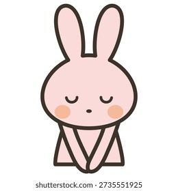 Upper body illustration of a cute rabbit character bowing
